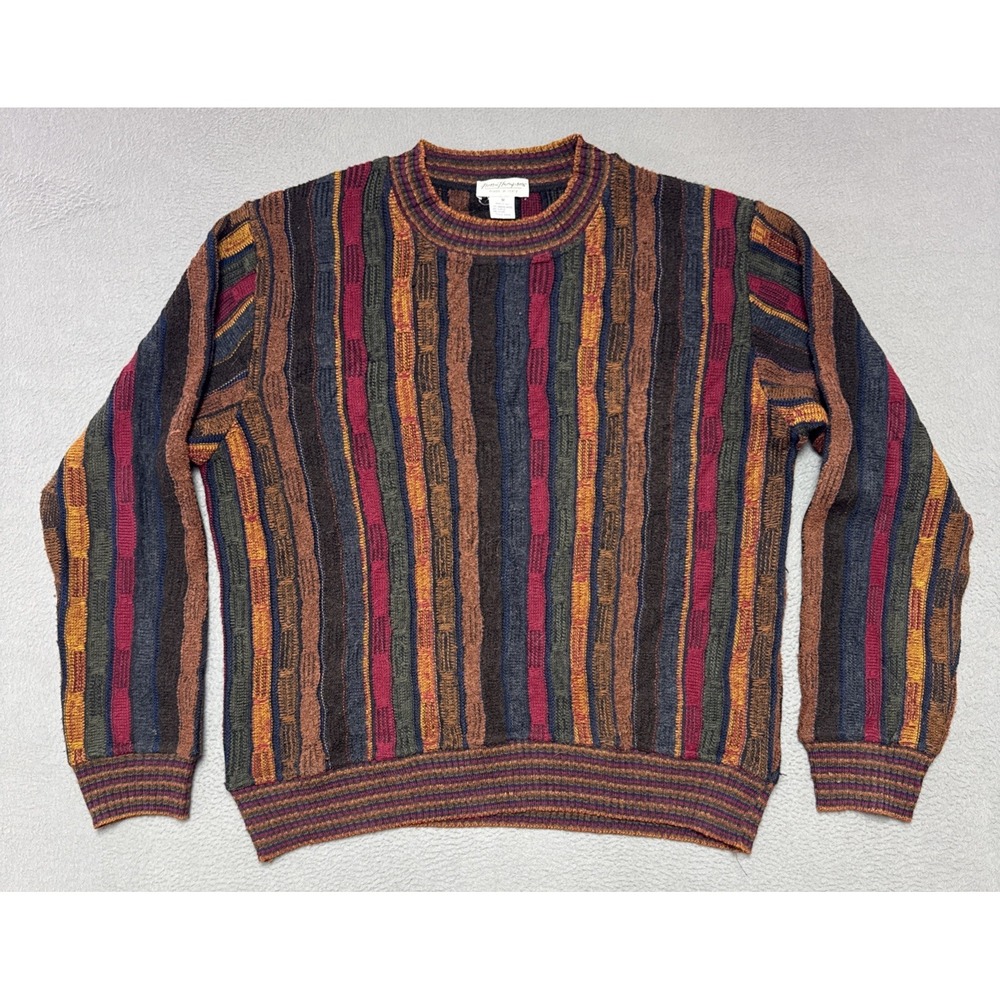 Vintage Norm Thompson Mens Sz Medium 3D Knit Merino Wool Blend Coogi Style Italy